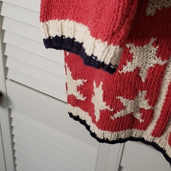 Vintage Jaeger Patriotic Silk Blend Sweater, Sz L Chunky Knit Relaxed Fit Tunic - Picture 4 of 10